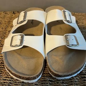Bobbie Brooks White Sandals, Birkenstock Style Women's 9/10